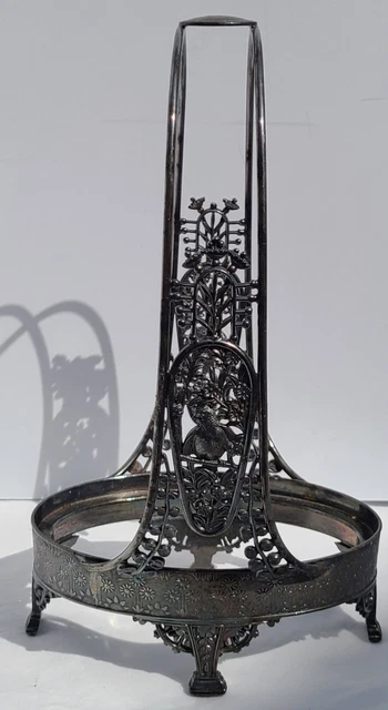 Antique Victorian Silverplate Frame  Bowl Basket Rogers & Co Meridian Bird Motif
