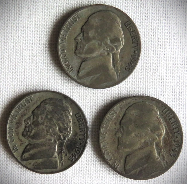 War Nickels 1943 P, 1943 P, 1943 S