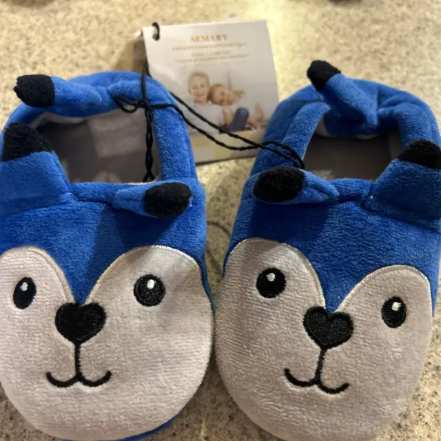 SEMARY KIDS Memory Foam Slipper Shoes 5-6 Blue