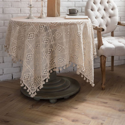 Nappe Fait à la Main Crochet Table Rectangulaire Housse Ronde Tissu Décor Maison