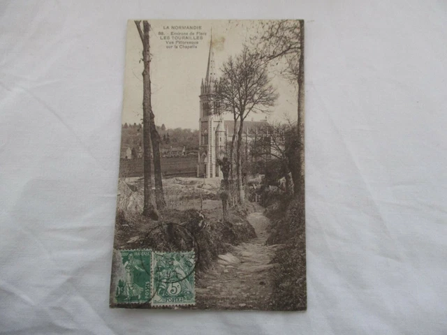 Cpa Green Back Orne 61 Les Touailles Picturesque View Of The Chapel