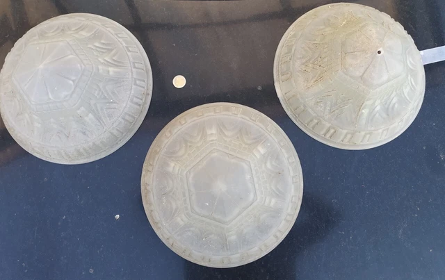 lot 3 vasques  pour Suspension Plafonnier LUSTRE Verre Presse ART DECO 