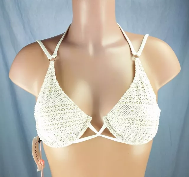 MinkPink - Aurora White Lace Knit Underwire Bikini Top - Large L - by Mink Pink 2