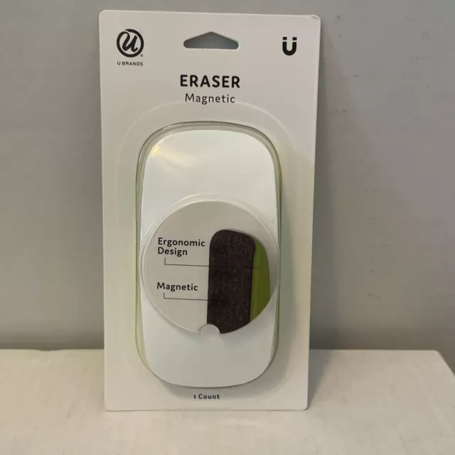 U Brands Magnetic Dry Erase Board Eraser, Felt Bottom Surface, 4.5 x 2.25 x 1