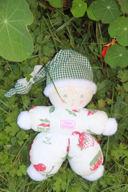 Doudou ancienne poupée chat chiffon blanc bleu FISHER PRICE