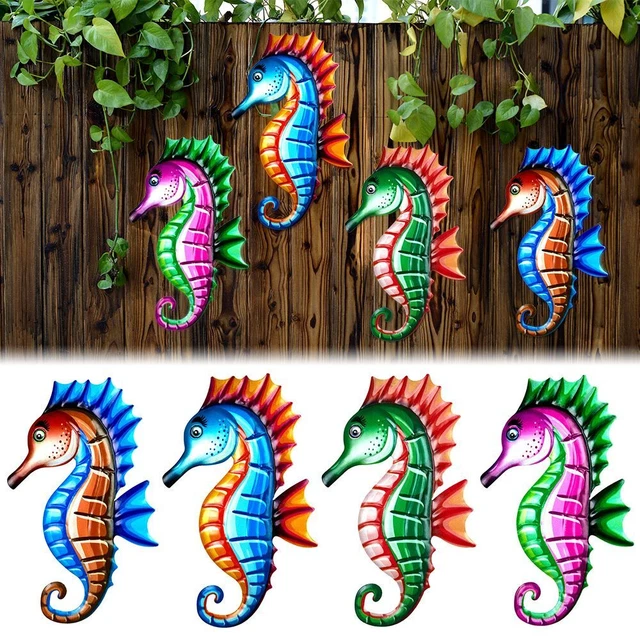 Indoor Outdoor Wall Hanging Iron Art Garden Craft Metal Sea Horse Ornament