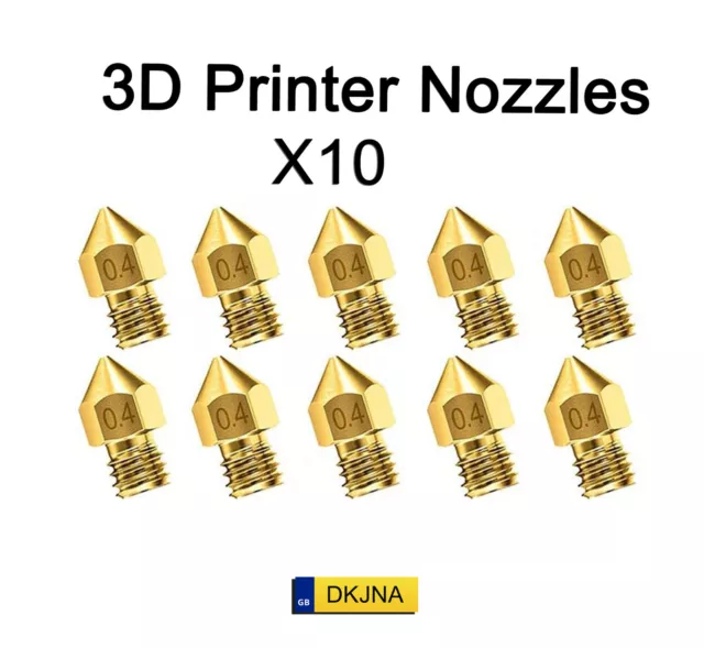 3D Printer Nozzle 0.4mm 10 Extruder MK8 Creality Ender 3 Pro CR-10r Anet A8 m6