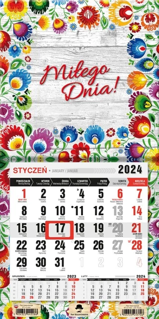POLISH CALENDAR 2024 polski kalendarz scienny Milego Dnia! $9.41 - PicClick