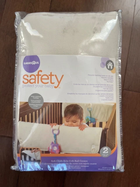 Safety Soft Cloth Front Rear Crib Rail Cover Machine Wash 2 Pc Teething guard