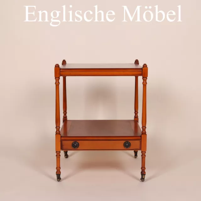 Englische Möbel Stilmöbel Regency Eibe Tisch Beistelltisch Lampentisch 2 Ebene