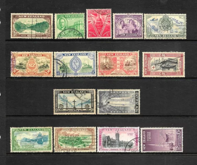 15x Set Of NZ Postage Stamps, 1946 Peace & 1948 Otago Centennial, FU