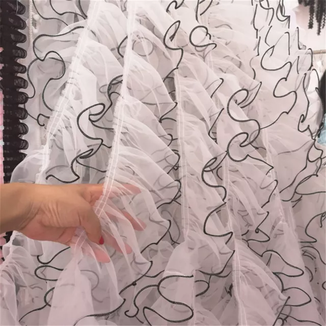 2 Yards Ruffle Lace Edge Trim Organza Pleated Ribbon Fabric Sewing Hem DIY Craft