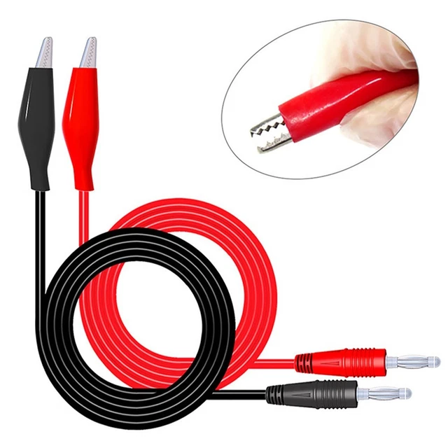 Double Stitch Alligator Clip to Banana Plug Test Lead Cable for Multimeters