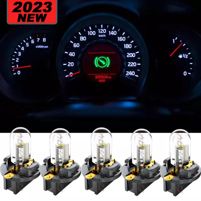 5x T10 WHITE LED Light Bulb For Instrument Gauge Cluster Dashboard w/ Sockets