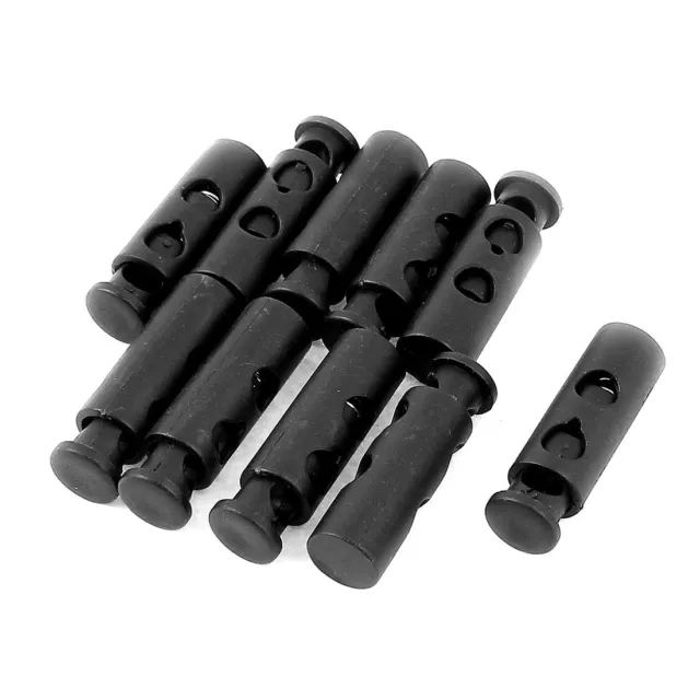 Con muelles 6mm agujero de doble cable Locks tapones de palanca 10Pcs negro