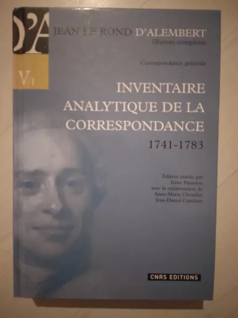 Inventaire analytique de la correspondance - Jean Le Rond d'Alembert