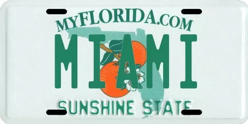 Miami Florida Aluminum License Plate