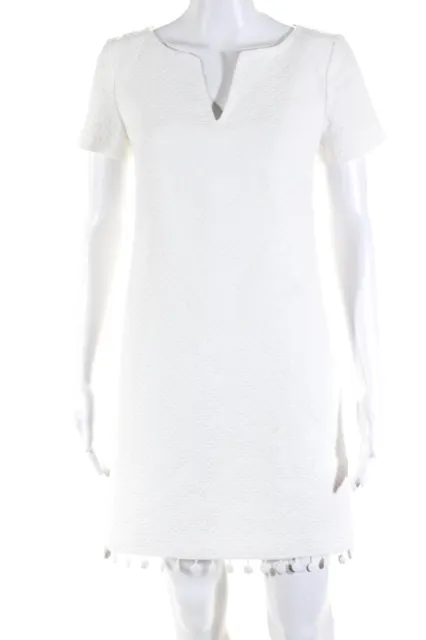 Trina Turk Womens Short Sleeve Shift Dress White Size 2