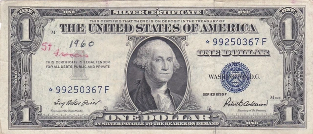 ERROR Replacement *Star* 1935-F $1 Silver Certificate Note - 