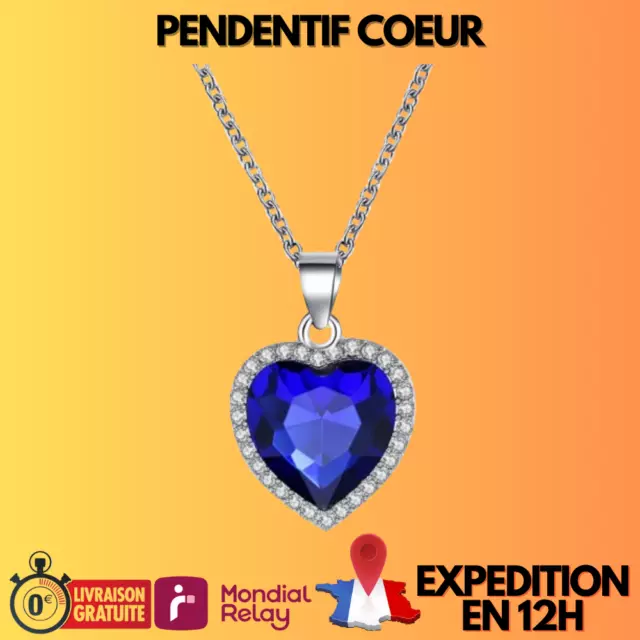 Océan Coeur Foncé Bleu Cristal Pendentifs Déclaration Chaîne Collier Titanic