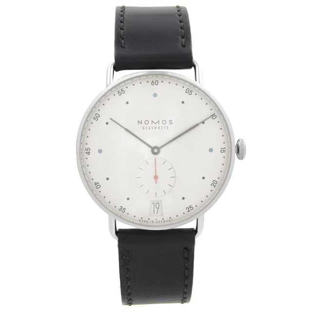 MONTRE HOMME NOMOS Glashutte Metro 38 Date acier cadran blanc vent