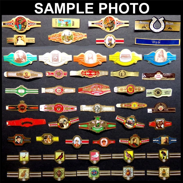 50 VINTAGE WORLD CIGAR BANDS Random Mixed Lot, Variety Set, Tobacco