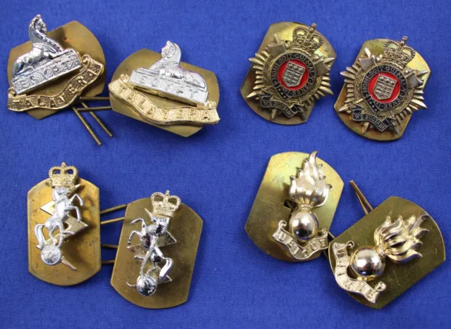 Lot Of 4 Pairs British Army Collar Badges (Auc)