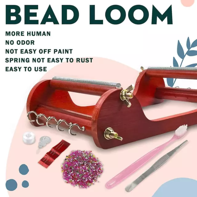 Wooden Bead Loom Kit with Threads Starter Kit for Handmade Findings Pendants