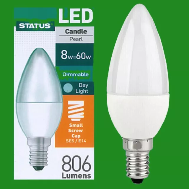 12x 8W (=60W) LED DIMMBAR 6500K Tageslicht Weiß Perle Kerzenlicht Glühbirnen SES E14
