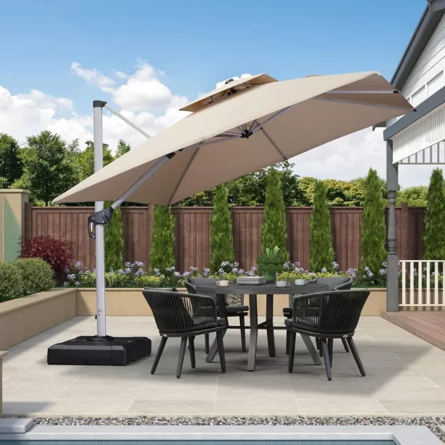 PURPLE LEAF 3 x 3m Large Square Patio Outdoor Cantilever Umbrella for Garden