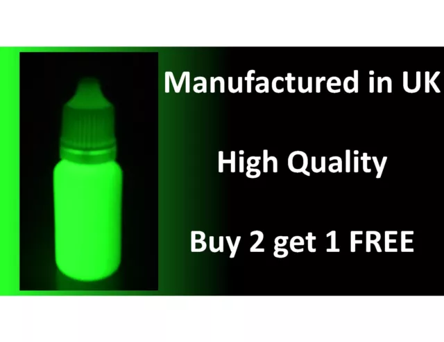 Glow in the Dark Paint 10ml Bottle  High Quality Made in UK - Buy 2 Get 1 FREE