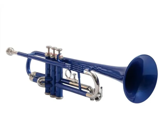 WEEKEND SALE Brand New Full Blue Bb FLAT Trumpet Free Case+Mouthpiece