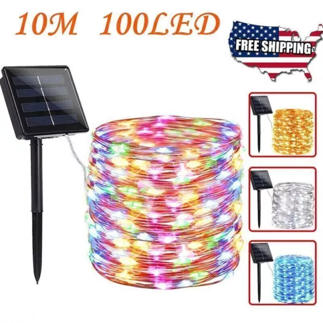 Solar String Lights Outdoor Rope Lights 100 LED For Garden Fence Yard Party Deco