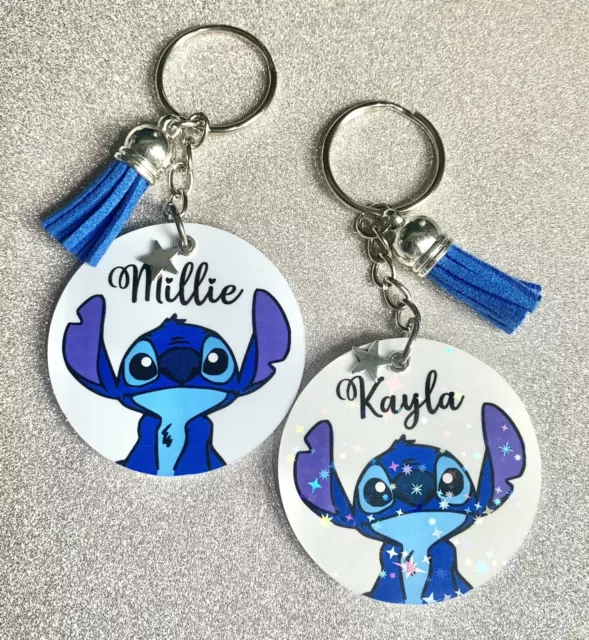 Stitch, Disney inspired personalised keyring. Handmade novelty gift!