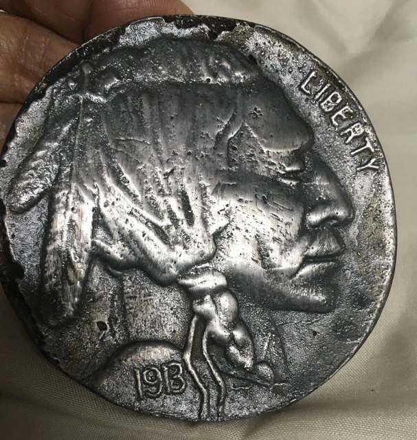 Vintage Novelty 1913 Indian Head Buffalo Nickel Coaster Paperweight 3" Diameter