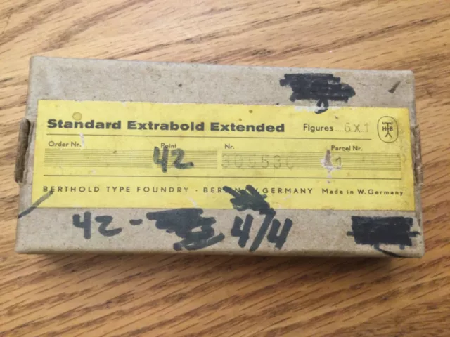 Letterpress Printing Metal Type Standard Extrabold Extended 42Pt Figures New