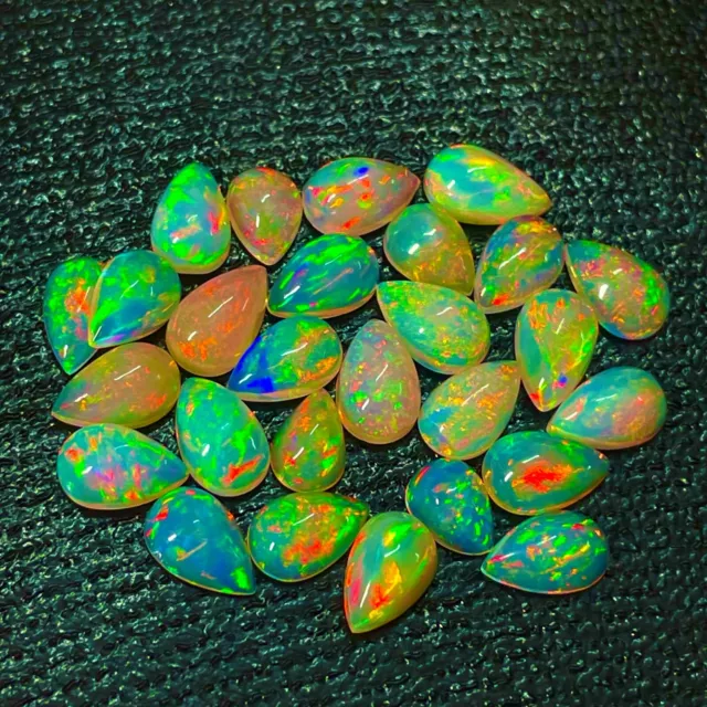 Unheated Ethiopian Opal Loose Gemstone Pear Cabochon Natural