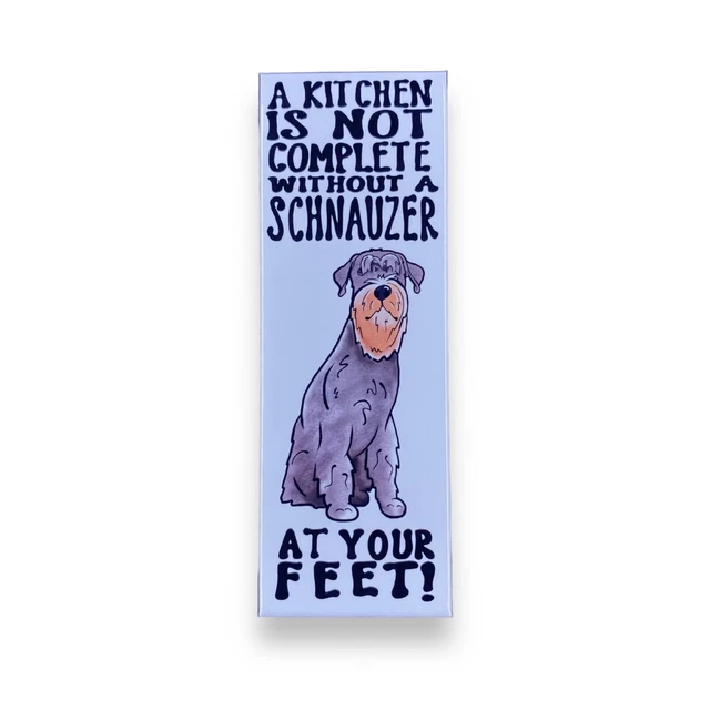 Schnauzer Dog Magnet Handmade Pet Portrait Art Decor Collectible Gift 1.5x4.5"