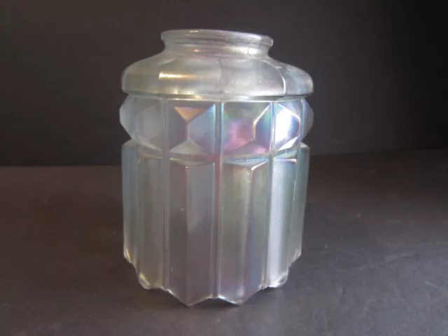 Vintage Opalescent GLASS Art Deco SHADE Ridges Pleats