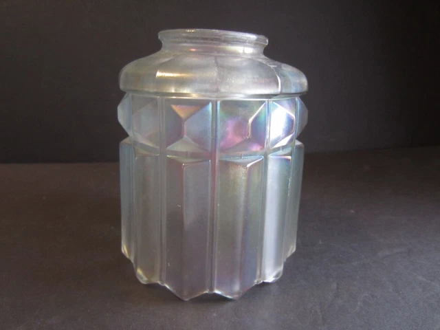 Vintage Opalescent GLASS Art Deco SHADE Ridges Pleats