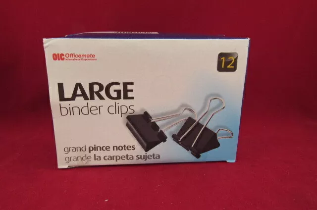 Lot of 3 Boxes Officemate Binder Clips - Large 2" x 1" -12/Box (36 pcs), #99100