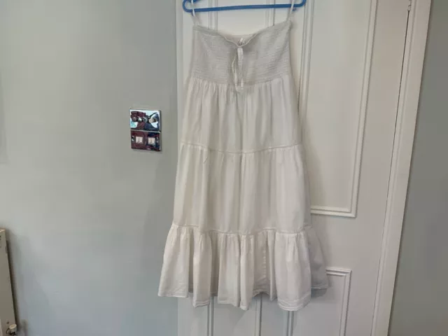 Seraphine Maternity White Smocked Summer Midi Dress Size 12