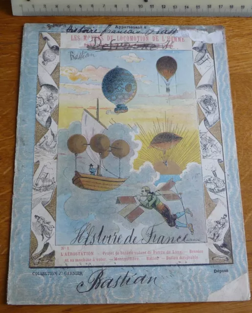 Ancien Protège-cahier Couverture "L'AEROSTATION - Projet de Bateau volant..."