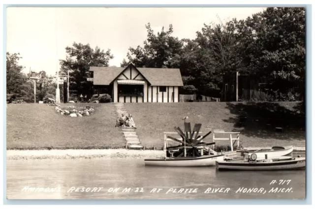 c1940's Amidon's Resort At Platte River Honor Michigan MI RPPC Photo Postcard