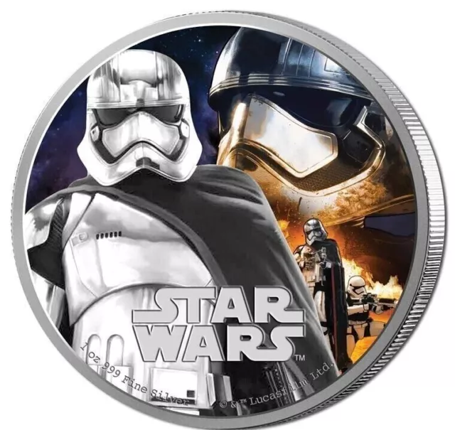 Niue: 2016 QEII $2 1oz Coloured Silver Proof Star Wars - Captain Phasma