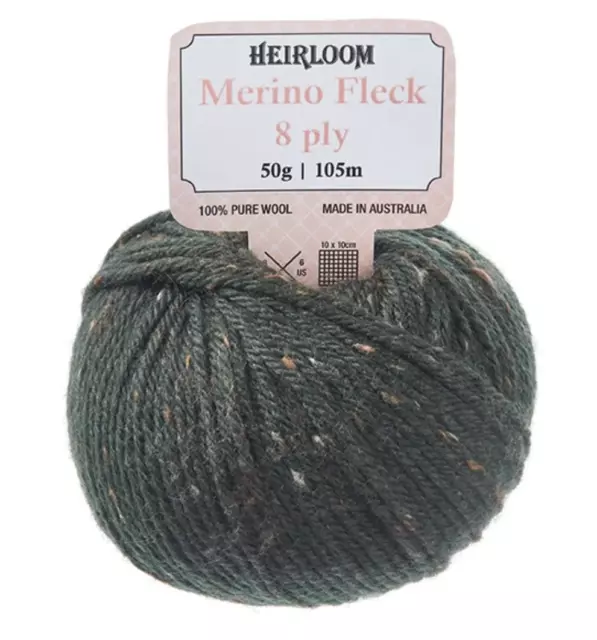 Heirloom 50g "Merino Fleck" 8-Ply 100% Wool Knitting Yarn
