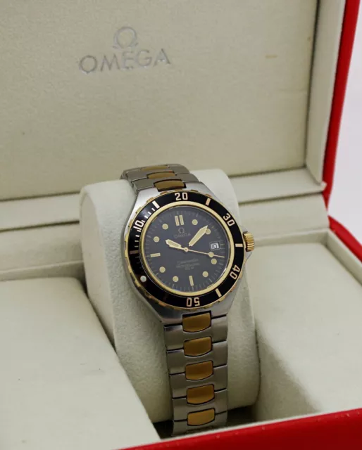 Vintage Omega Seamaster Professional 200M Pre Bond Black Twotone+BOX Swiss Watch