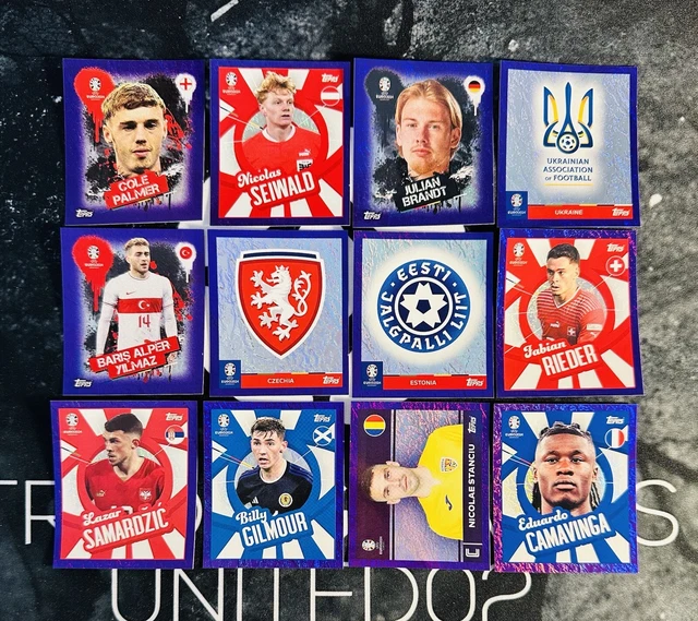 TOPPS UEFA EURO 2024 Sticker 12x Purple Parallel Sticker LOT