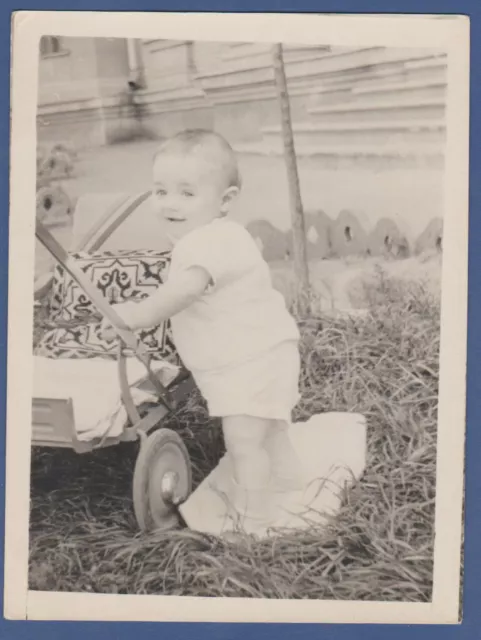 Beautiful Baby with a Stroller Soviet Vintage Photo USSR