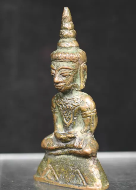 Terrific Antique Cambodian Bronze Seated Buddha Statue Circa 1700s